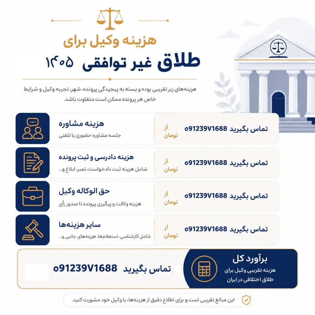 هزینه وکیل برای طلاق غیر توافقی