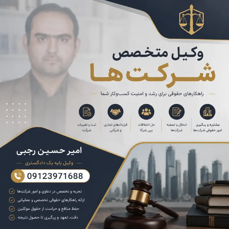  امیر حسین رجبیوکیل متخصص شرکت ها