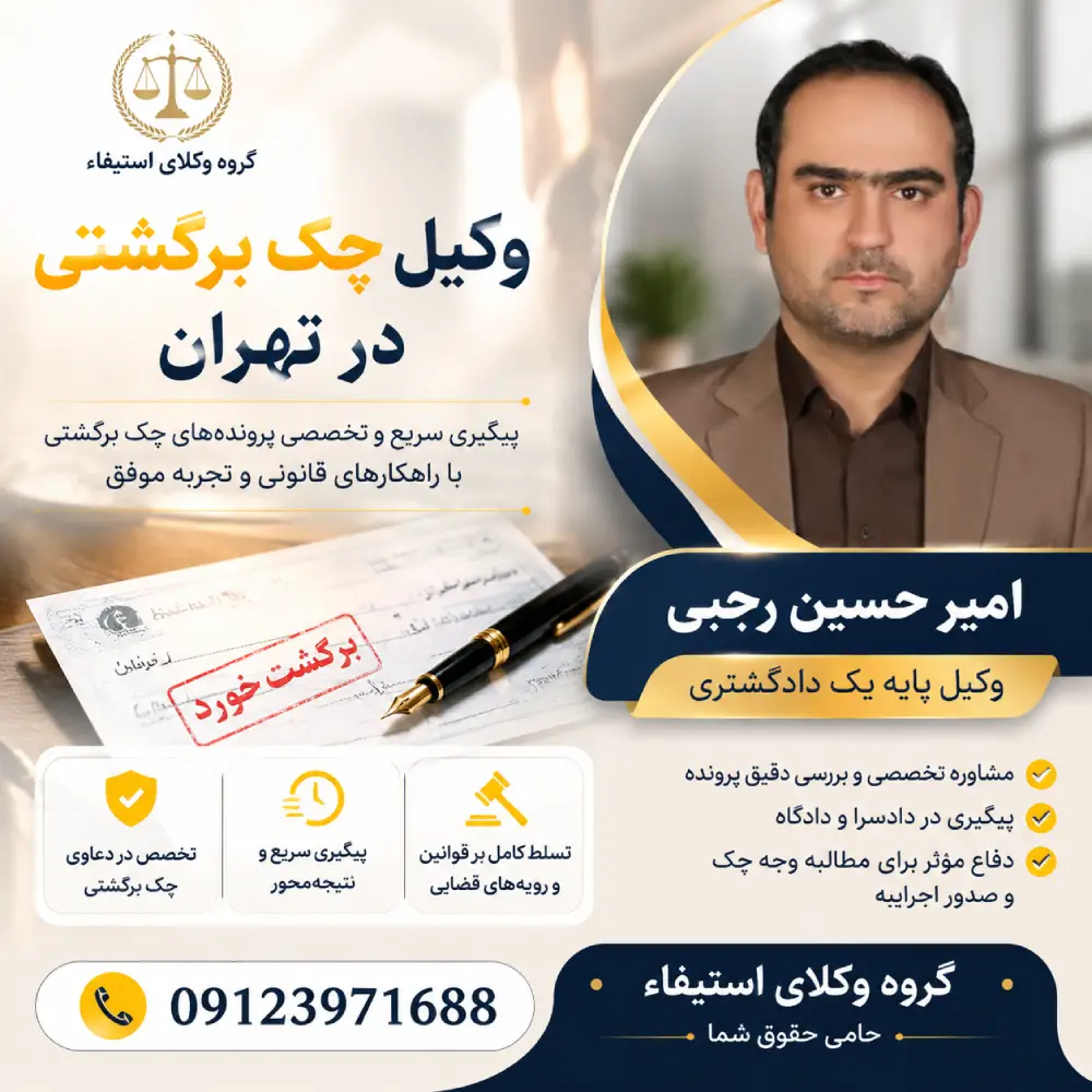 بهترین وکیل چک برگشتی در تهران امیر حسین رجبی