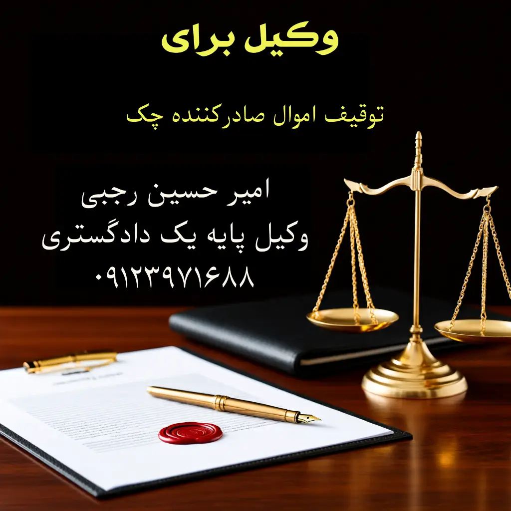 وکیل برای توقیف اموال صادرکننده چک امیر حسین رجبی