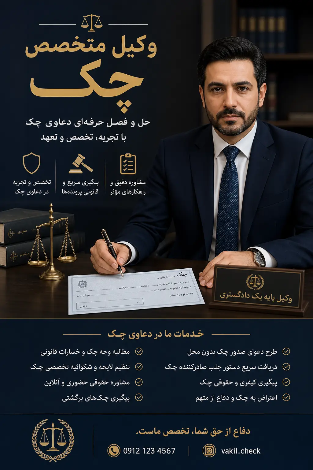 امیر حسین رجبی وکیل متخصص چک در تهران