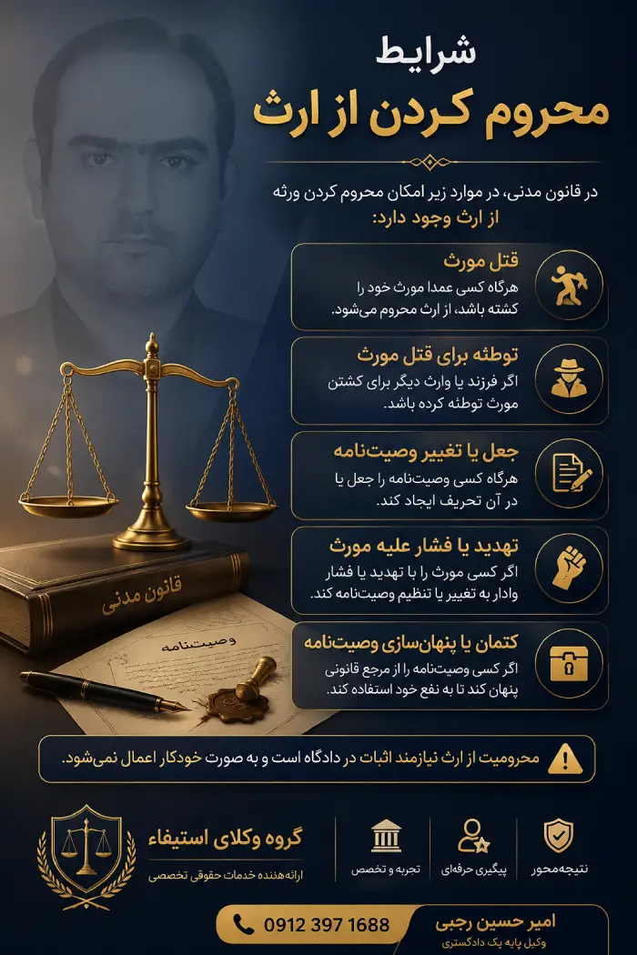 شرایط محروم کردن از ارث - امیر حسین رجبی وکیل ارث و میراث