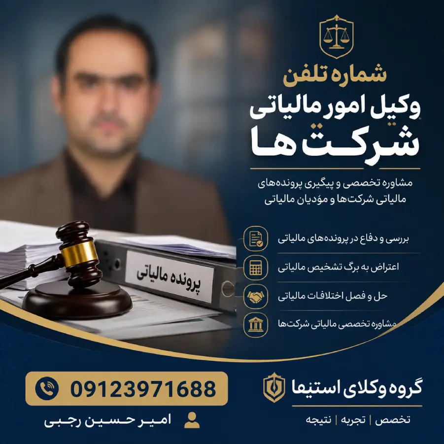 وکیل امور مالیاتی شرکت ها امیر حسین رجبی